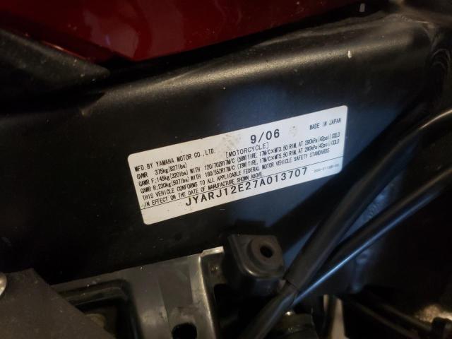 2007 YAMAHA YZFR6 L JYARJ12E27A013707