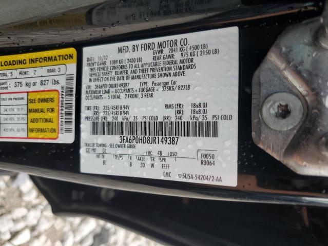 2018 FORD FUSION SE 3FA6P0HD8JR149387