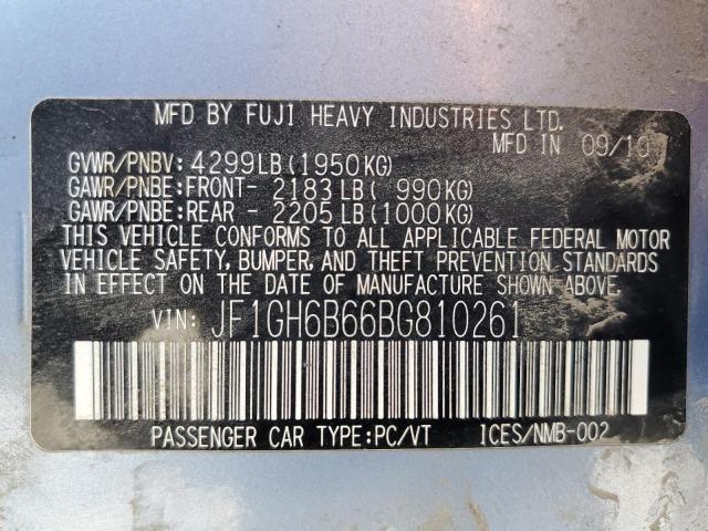 2011 SUBARU IMPREZA 2. - JF1GH6B66BG810261
