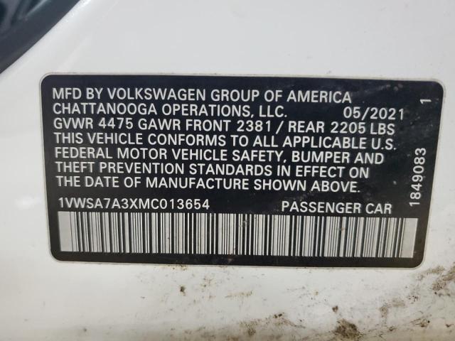 2021 VOLKSWAGEN PASSAT SE 1VWSA7A3XMC013654