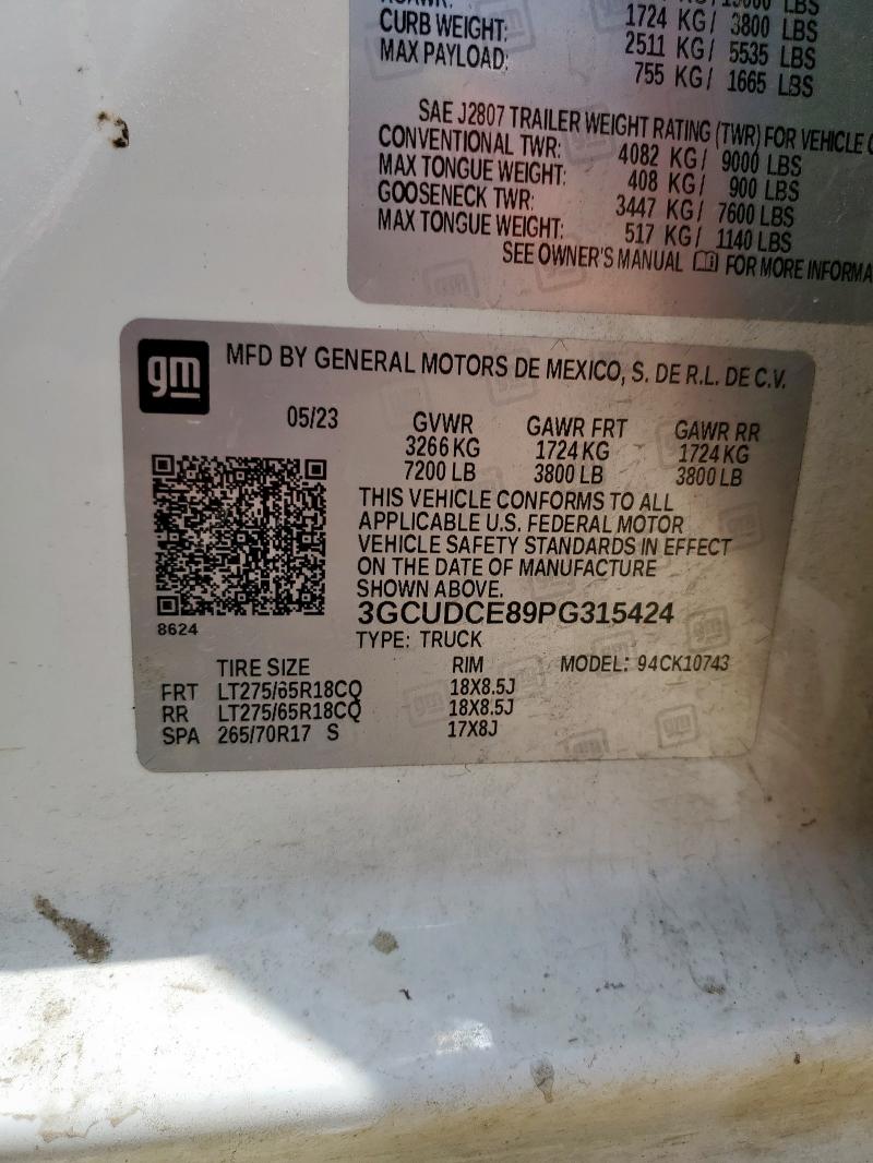 2023 CHEVROLET SILVERADO K1500 TRAIL BOSS CUSTOM 3GCUDCE89PG315424