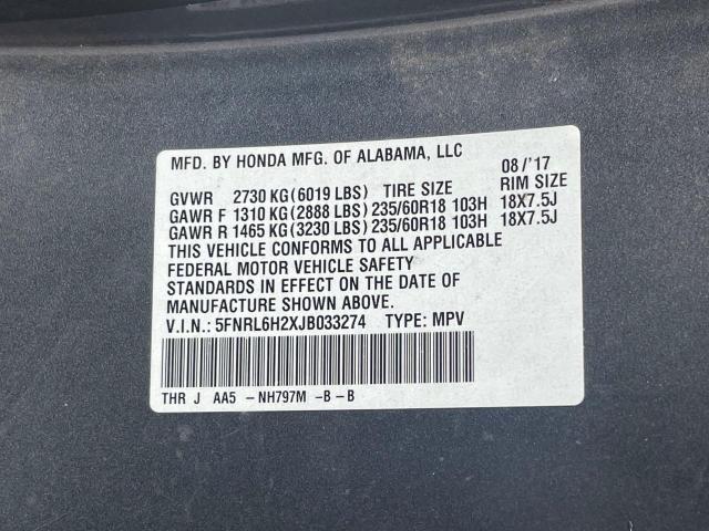 2018 HONDA ODYSSEY LX 5FNRL6H2XJB033274