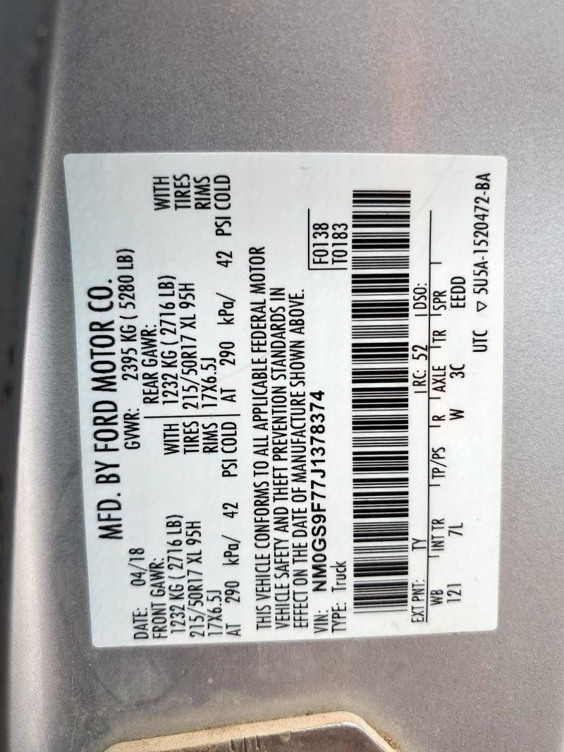 2018 FORD TRANSIT CO NM0GS9F77J1378374