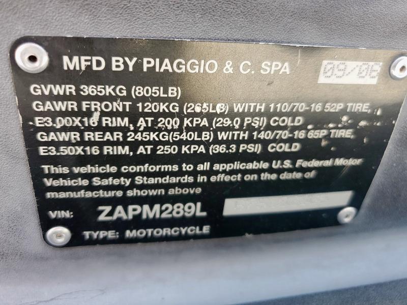 2007 VESPA PIAGGIO ZAPM289L675102065