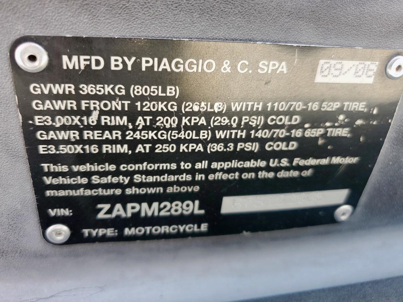 Lot #3265878250 2007 VESPA PIAGGIO