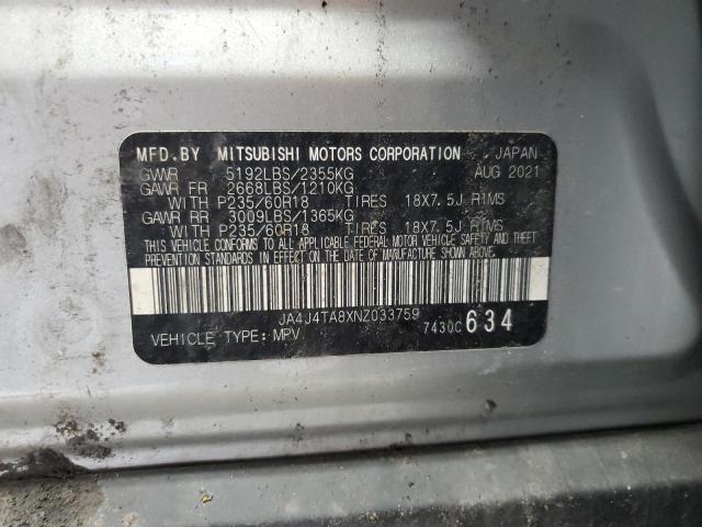 2022 MITSUBISHI OUTLANDER JA4J4TA8XNZ033759