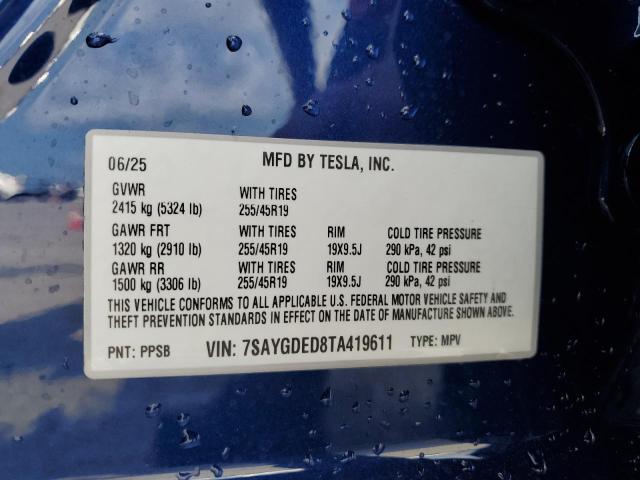 2026 TESLA MODEL Y 7SAYGDED8TA419611