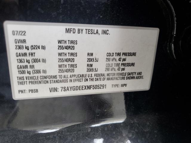 2022 TESLA MODEL Y 7SAYGDEEXNF505291