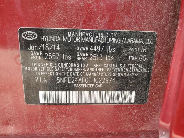 2015 HYUNDAI SONATA SE 5NPE24AF0FH022974