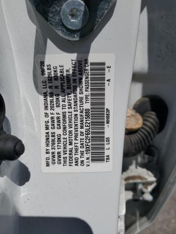 2020 HONDA CIVIC LX 19XFC2F65LE215880