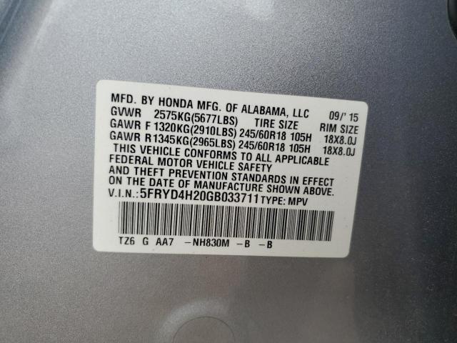 2016 ACURA MDX 5FRYD4H20GB033711
