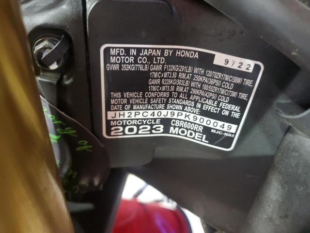 2023 HONDA CBR600 RR JH2PC40J9PK900049