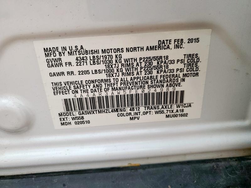 2015 MITSUBISHI OUTLANDER 4A4AR3AW5FE024989