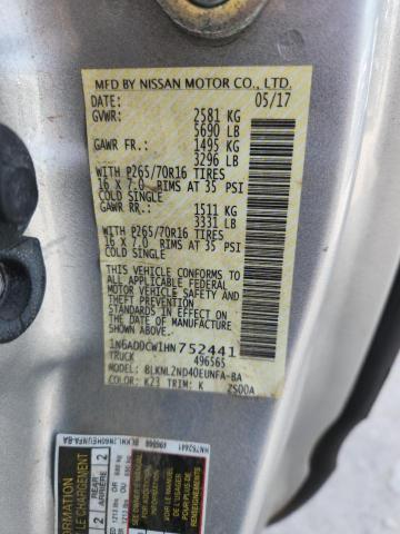 2017 NISSAN FRONTIER SV 1N6AD0CW1HN752441