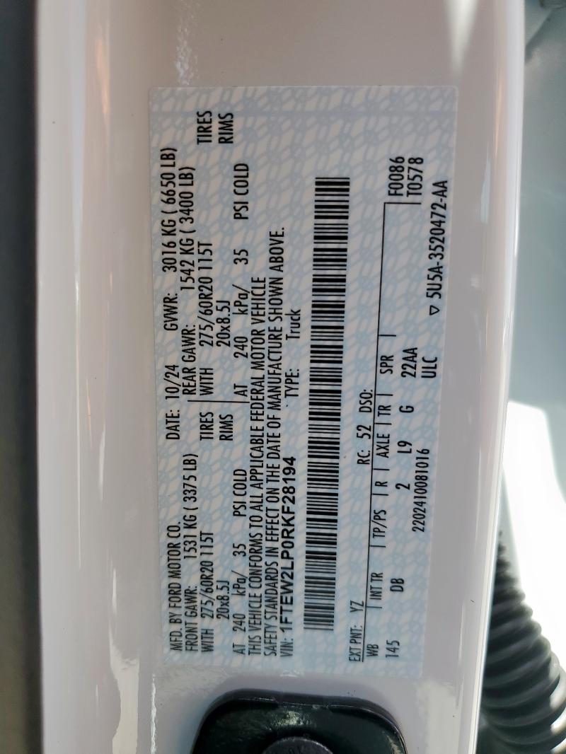 2024 FORD F150 STX 1FTEW2LP0RKF28194