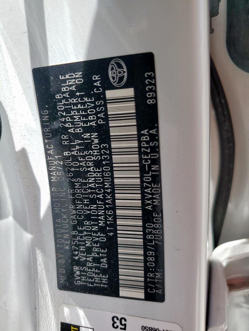 2021 TOYOTA CAMRY XSE - 4T1K61AK4MU601323