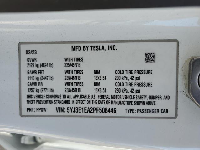 2023 TESLA MODEL 3 5YJ3E1EA2PF506446