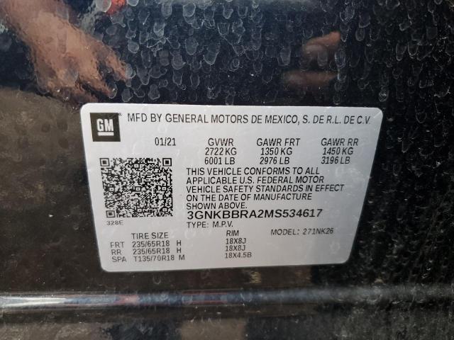 2021 CHEVROLET BLAZER 1LT 3GNKBBRA2MS534617