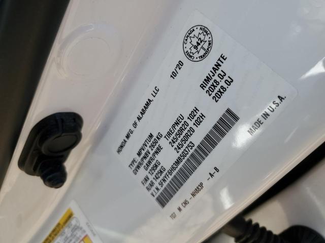 2021 HONDA PILOT TOUR 5FNYF6H63MB503753