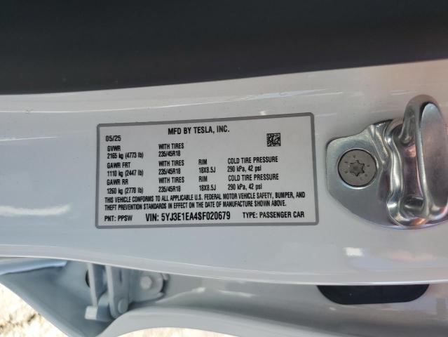 2025 TESLA MODEL 3 5YJ3E1EA4SF020679