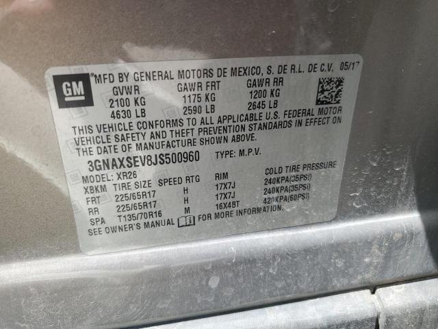 2018 CHEVROLET EQUINOX LT 3GNAXSEV8JS500960