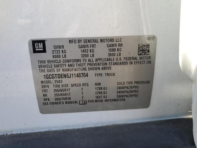 2018 CHEVROLET COLORADO Z71 1GCGTDEN6J1148764