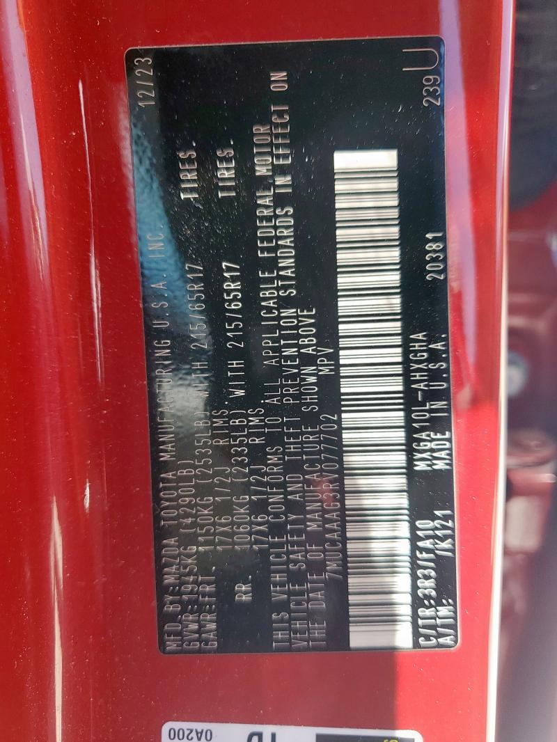 2024 TOYOTA COROLLA CR 7MUCAAAG3RV077702