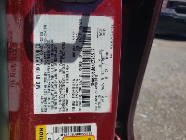 2019 FORD FUSION TIT - 3FA6P0SU6KR226512