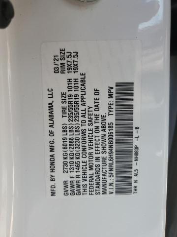 2022 HONDA ODYSSEY EL 5FNRL6H94NB006185