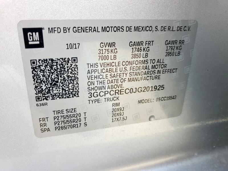 2018 CHEVROLET SILVERADO - 3GCPCREC0JG201925