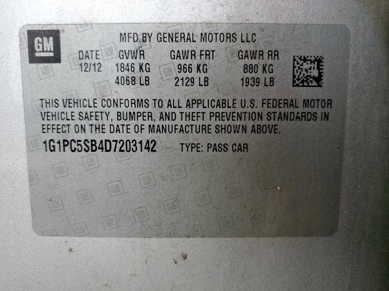 2013 CHEVROLET CRUZE LT - 1G1PC5SB4D7203142