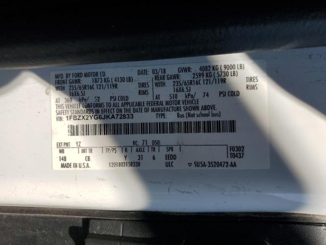 2018 FORD TRANSIT T-350 1FBZX2YG6JKA72833
