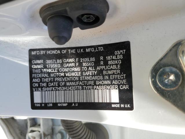 2017 HONDA CIVIC EX - SHHFK7H53HU420778