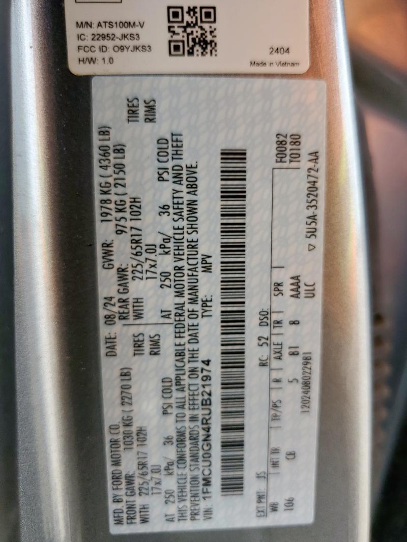 2024 FORD ESCAPE ACT 1FMCU0GN4RUB21974