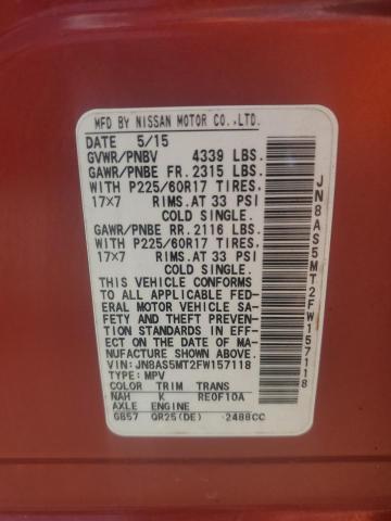 2015 NISSAN ROGUE SELE JN8AS5MT2FW157118