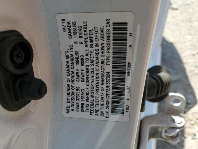 2018 HONDA CIVIC EX - 2HGFC2F72JH557024