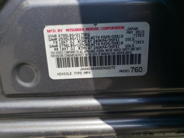 2016 MITSUBISHI OUTLANDER JA4AD3A3XGZ002275