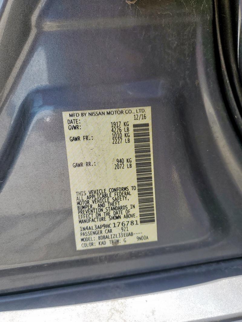 2017 NISSAN ALTIMA 2.5 - 1N4AL3AP9HC176781