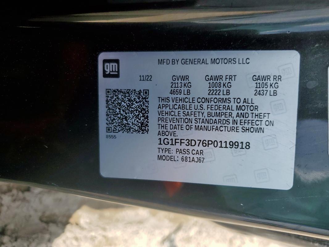2023 CHEVROLET CAMARO LT1 - 1G1FF3D76P0119918