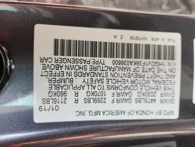 2019 HONDA ACCORD SPO 1HGCV1F39KA036600