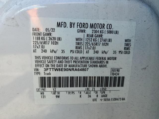 2022 FORD MAVERICK X 3FTTW8E90NRA64807