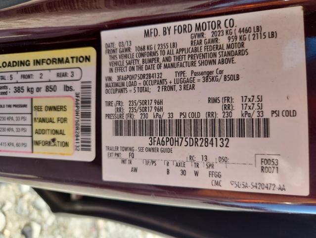2013 FORD FUSION SE - 3FA6P0H75DR284132