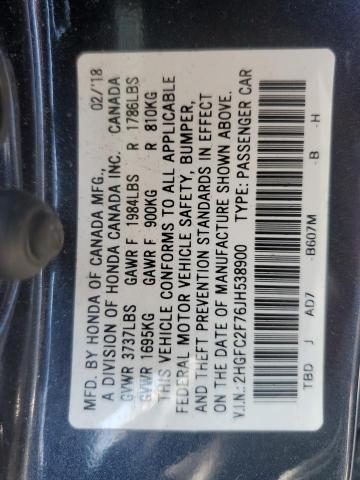 2018 HONDA CIVIC EX 2HGFC2F76JH538900