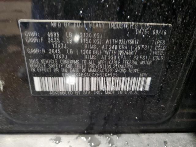 2017 SUBARU OUTBACK 2. 4S4BSACCXH3268929