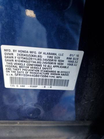2016 ACURA MDX TECHNO 5FRYD3H44GB015594