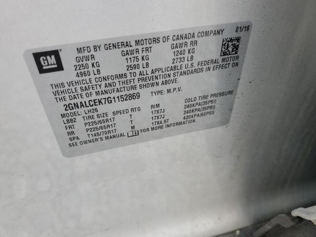 2016 CHEVROLET EQUINOX LT - 2GNALCEK7G1152869