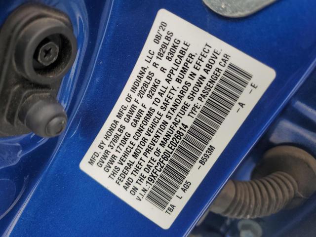 2020 HONDA CIVIC LX 19XFC2F60LE026814