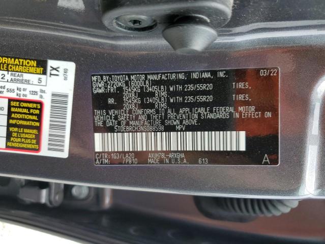 2022 TOYOTA HIGHLANDER - 5TDEBRCH3NS088598