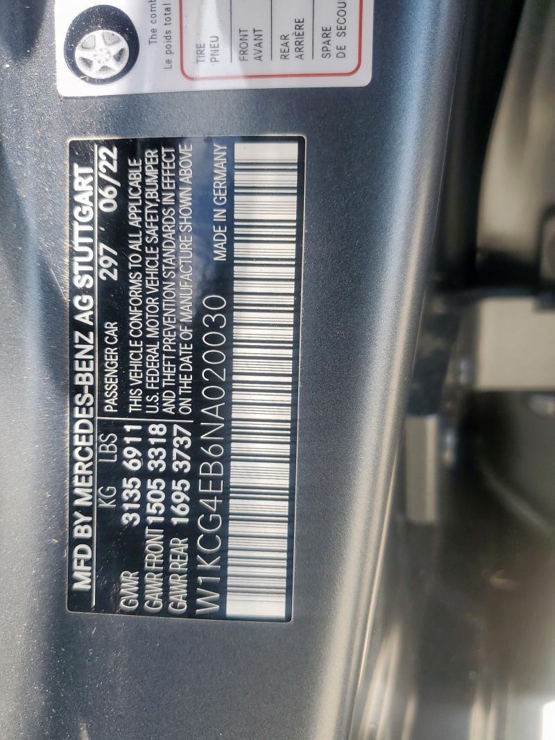 2022 MERCEDES-BENZ EQS SEDAN W1KCG4EB6NA020030