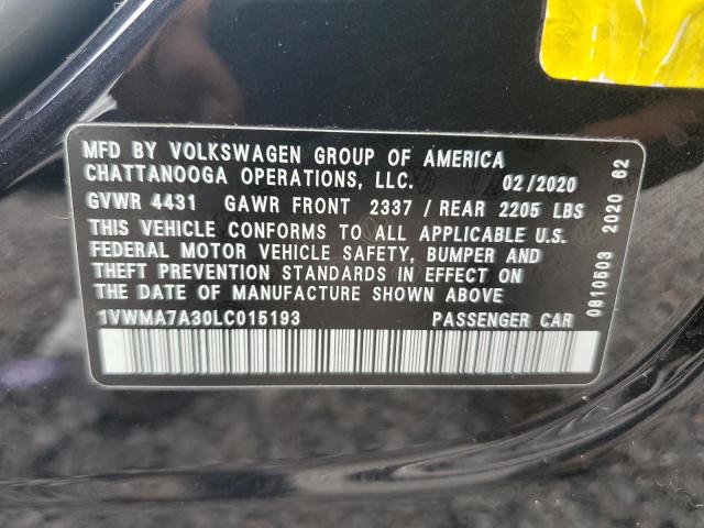 2020 VOLKSWAGEN PASSAT R-L - 1VWMA7A30LC015193